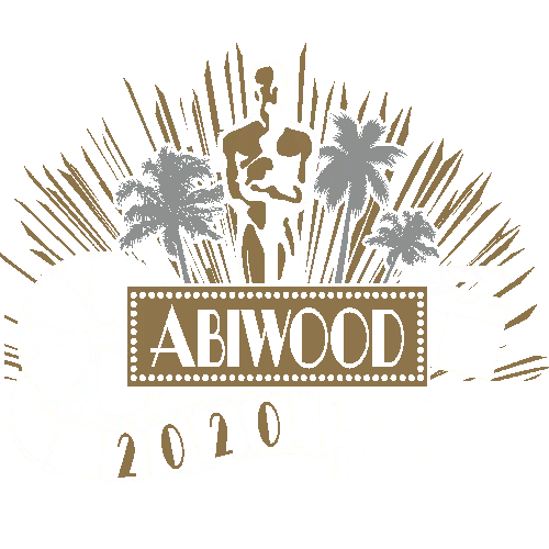 Silhouetten von Filmrolle, Klappe und Oscar-Standfigur auf braunem Hintergrund.