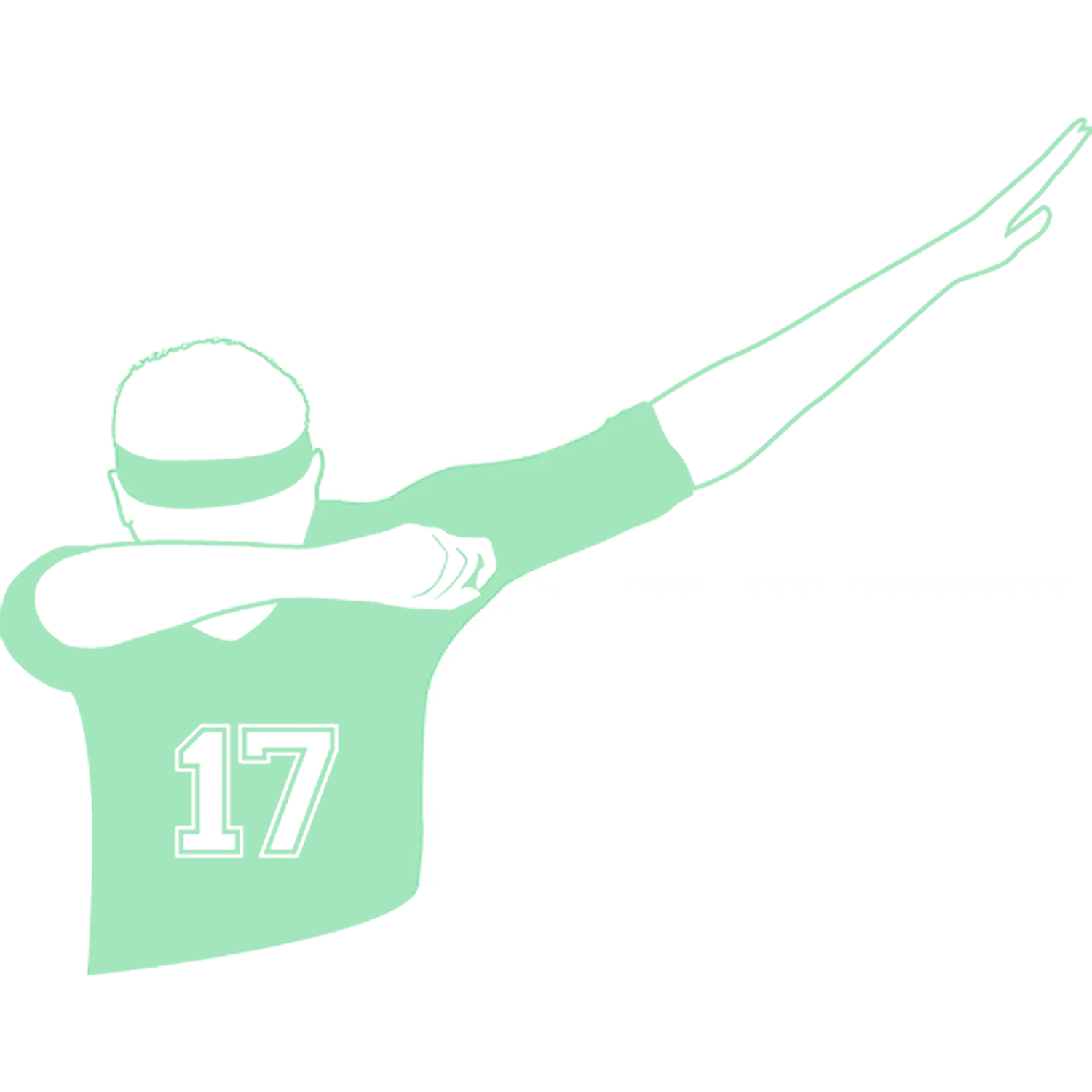 Silhouette einer Person in grün auf weißem Hintergrund.