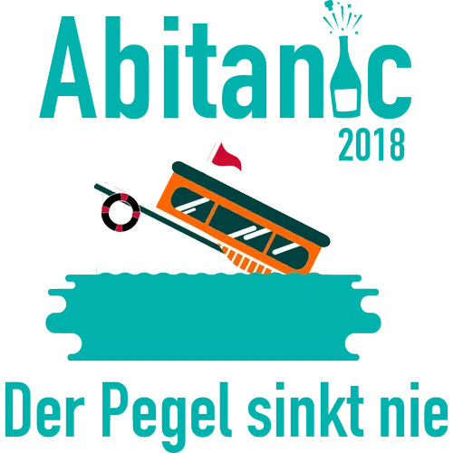 Abstraktes Design mit sinkendem Schiff und Schriftzug Abitanic 2018.