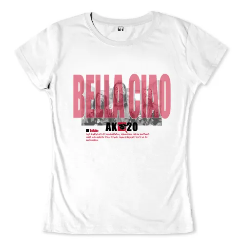 Grafisches Poster mit dem Text 'BELLA CIAO' und einer Bildcollage, darunter ein Zitat über Vernichtung.