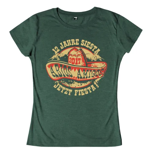Design eines Veranstaltungsshirts mit Sombrero und "Adios Amigos 2017" Text.