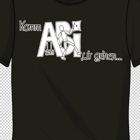 Dunkelgrünes T-Shirt mit weißem Aufdruck "Komm ARt lauf gehen...".