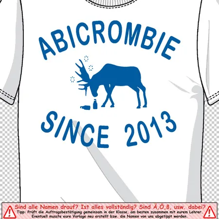 Weißes T-Shirt mit einem Elch-Design und der Aufschrift 'ABICROMBIE SINCE 2013'