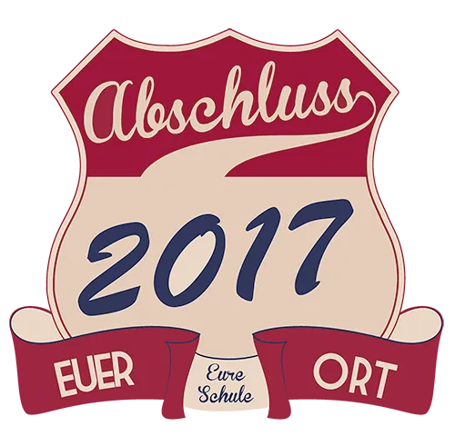 Design eines Abschlussshirts: "Abschluss 2017", "EURER" und "ORT" auf grünem Hintergrund.