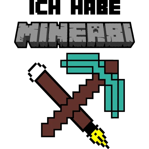 Pixelgrafik von Minecraft-Werkzeugen, darunter eine Axt und eine Spitzhacke.