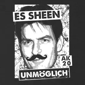 Schwarzes und weißes Porträt eines Mannes mit Schnurrbart, umgeben von Text und der Zahl 20.