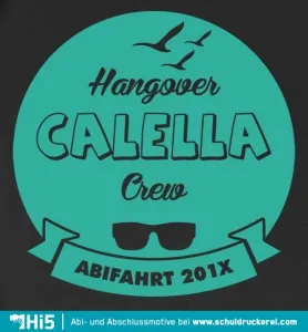 Emblem der Hangover Calella Crew mit Sonnenbrille und Jahr 201X.