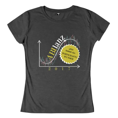 Grafik mit dem Text "ABI 2017" und der Botschaft "jetzt kommt das Wirtschaftswunder" auf einem goldenen Siegel.