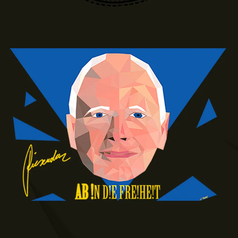 geometrisches_portraet_mit_text AB !N DIE FREIHEIT design