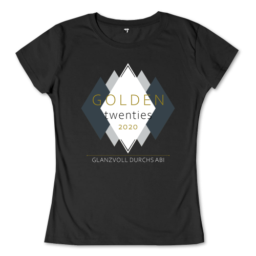 Moderne Grafik "Golden Twenties 2020" in Schwarz, Gold, Grau mit geometrischen Formen.