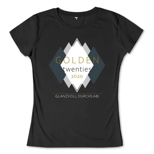 Moderne Grafik "Golden Twenties 2020" in Schwarz, Gold, Grau mit geometrischen Formen.