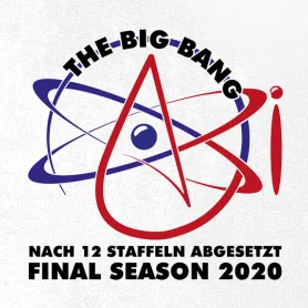Graphisches Logo mit Text "THE BIG BANG" über einem stilisierten Atommodell, "FINAL SEASON 2020" unten.