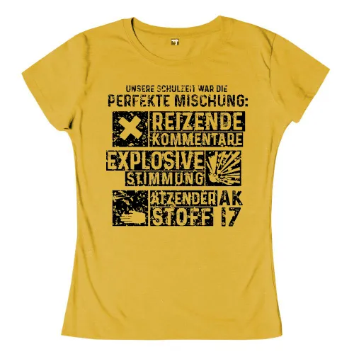 Schwarz-weißes Grafikdesign mit Text und Symbolen auf einem T-Shirt.
