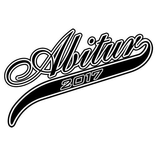 Weißes "Abitur 2017" Schriftlogo auf blauem Hintergrund.