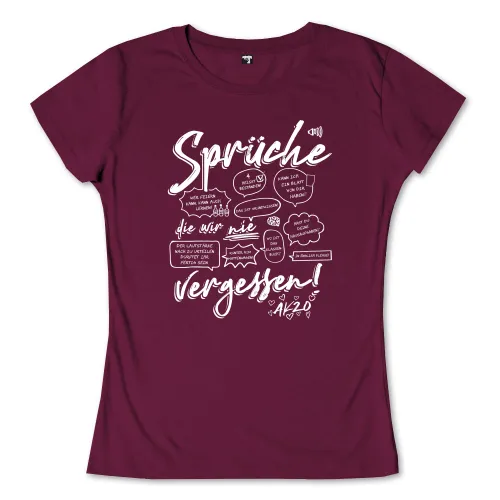 Illustration mit verschiedenen deutschen Sprüchen in Sprechblasen und kreativer Schriftart.