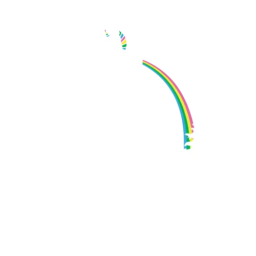 Design eines fliegenden Einhorns über Bergen mit der Aufschrift "I can fly Abiilieve".