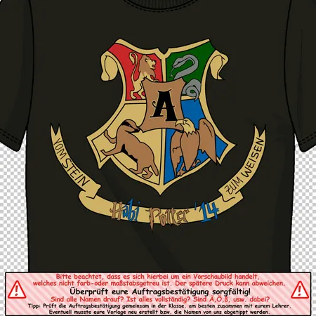 schwarzes_tshirt_mit_harry_potter_wappen Habi Potter 14 vom stein zum weisen design