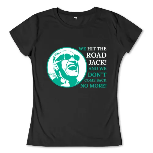 Grafik im Stil einer Silhouette von Ray Charles mit Sonnenbrille, Text "Hit the Road Jack" und "Abitur 2020".