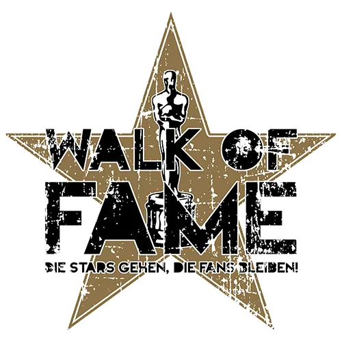 Goldener Stern mit der Aufschrift "Walk of Fame" und Schlagworten auf lila Hintergrund
