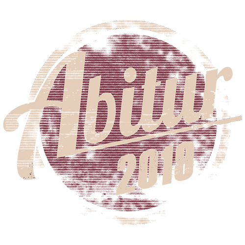 Schwarzer Hintergrund mit rundem, abstraktem rotem Logo und weißer Schrift "Abitur 2018".