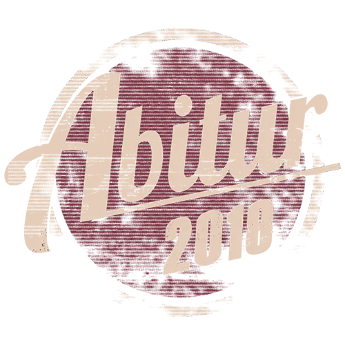 Schwarzer Hintergrund mit rundem, abstraktem rotem Logo und weißer Schrift "Abitur 2018".