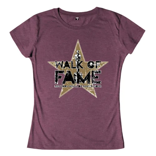 Goldener Stern mit der Aufschrift "Walk of Fame" und Schlagworten auf lila Hintergrund