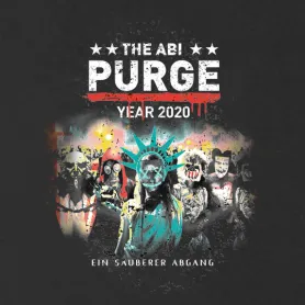 Grafik von farbenfrohen, statuehaften Figuren mit Masken und abstrakten Formen in einem gesprenkelten Stil.