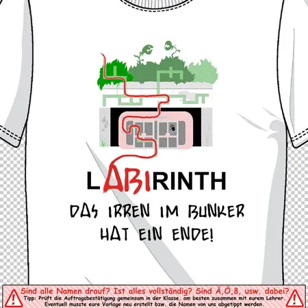 t-shirt_design_labyrinth_bunker Labirinth das Irren im Bunker hat ein Ende design