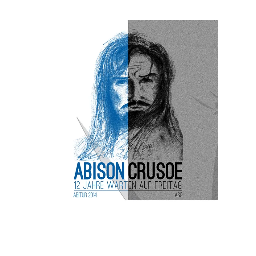 kunstwerk_zweigeteiltes_portraet Abinson Crusoe 12 Jahre Warten auf Freitag design