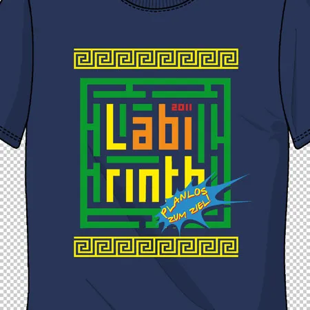 blaues_t-shirt_mit_labyrinth_design LABIrynth - Planlos zum Ziel! design