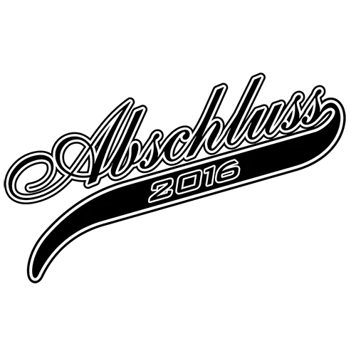 Logo mit der Aufschrift 'Abschluss 2016' auf blauem Hintergrund.