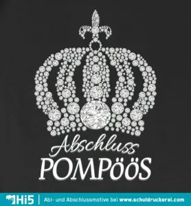 Grafik in Schwarzweiß mit Muster und Schriftzug "Abschluss POMPöÖS" in Großbuchstaben.