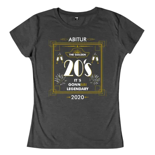 Grafik mit der Aufschrift 'Abitur The Golden 20s' und 'Socially Legendary 2020' in Gold auf Braun.