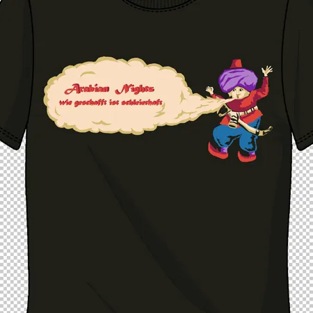 schwarzes_tshirt_mit_arabischen_naechten_design Arabien Nights wie geschafft ist schleierhaft design
