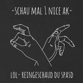 Zwei Hände formen den Kreis-Spiel-Gestus, umgeben von jugendlichem Slang.