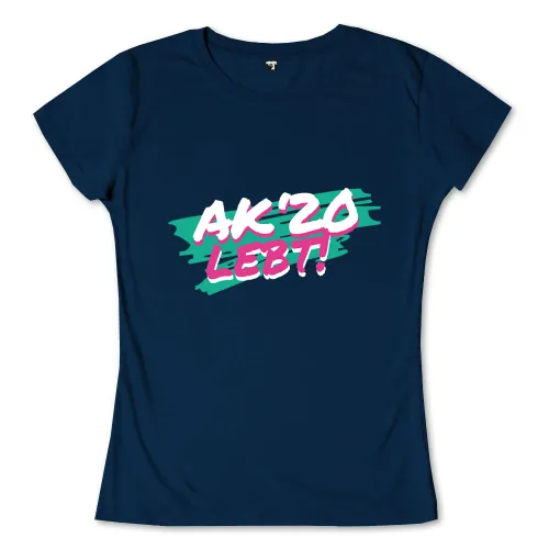 Grafisches Logo mit der Aufschrift "AKZO LEBT" in zerklüftetem Schriftzug, rosa auf grünem Grund.