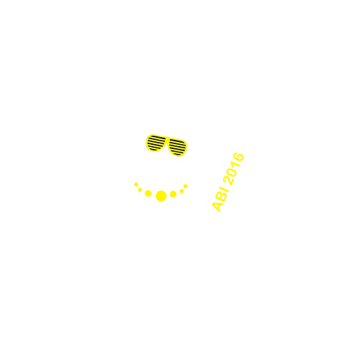 Illustration eines stilisierten Abiturienten, beschriftet mit "ABI BOY - besser mit als ohne!" und "Abi 2016" auf einem dunklen Hintergrund.