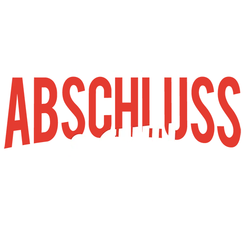 Große rote Buchstaben 'ABSCHLI.JSS' auf weißem Hintergrund.