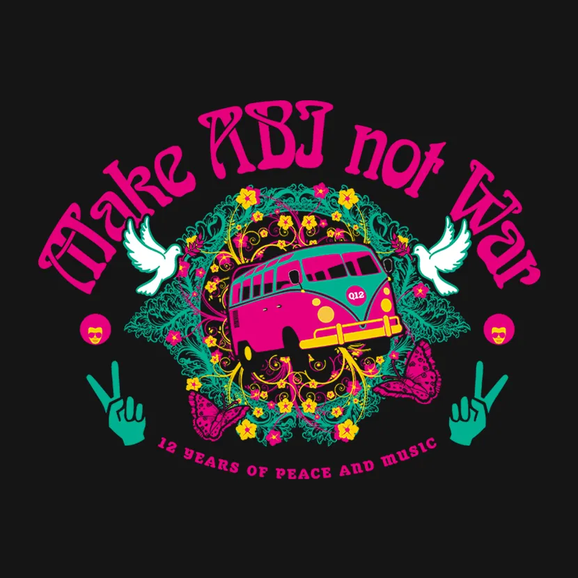 make_pbj_not_war_tshirt_design Make ABI not war - 12 years of peace an music design