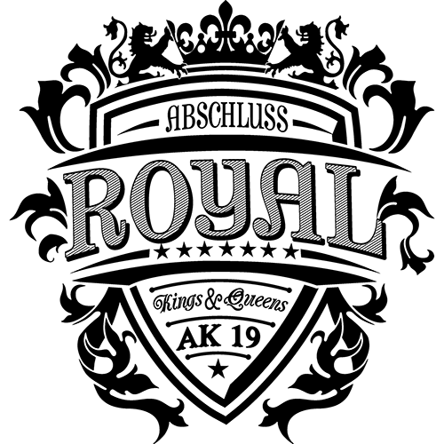 Ein schwarzes 'T' mit geometrischen Formen auf weißem Hintergrund.