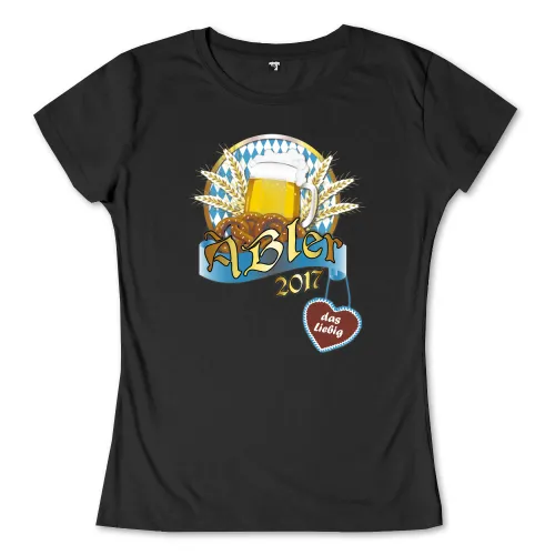 Illustration eines Bierkrugs mit Gerstenhalmen und dem Text 'Abler 2017'. Ein Herzanhänger zeigt 'das Liebig'.