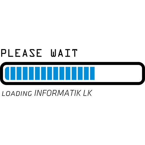 Grauer Hintergrund mit Ladebalken und Text "PLEASE WAIT LOADING INFORMATIK LK"