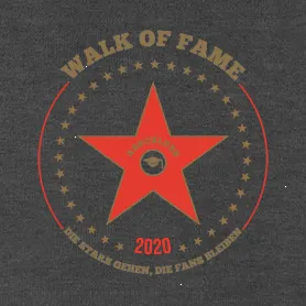 Rotes Sternlogo mit Text "Walk of Fame", "Abschluss 2020" und "Die Stars gehen, die Fans bleiben".
