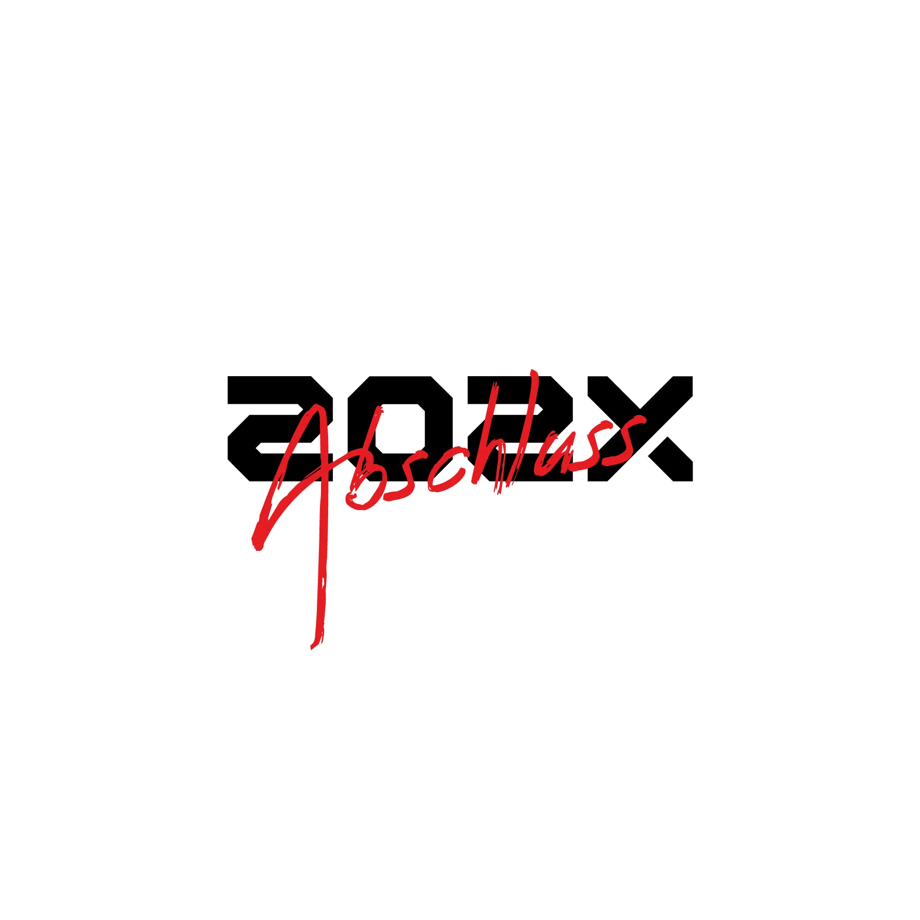 Schwarz stilisiertes 2DRX Logo mit rotem Pinseltext Abschluss darueber auf weissem Hintergrund