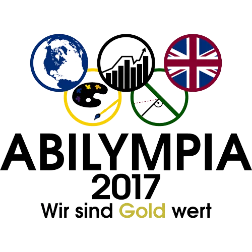 Logo von Abilympia 2017 mit verschiedenfarbigen Ringen und nationalen Symbolen.