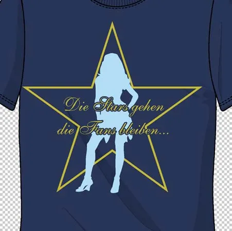 t_shirt_mit_stern_und_silhouette Die Stars gehen die Fans bleiben design