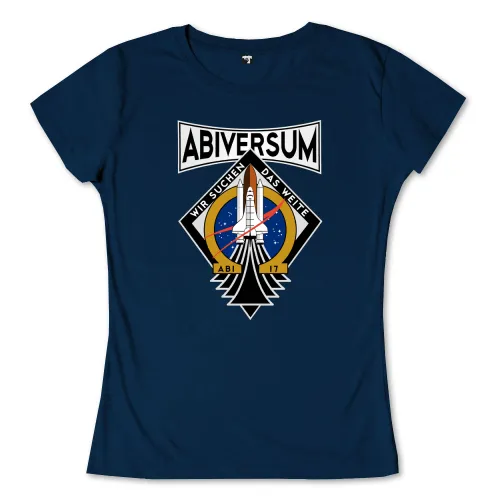 Logo mit Rakete und Text "ABIVERSUM Wir suchen das Weite ABI 17" auf dunkelblauem Hintergrund.