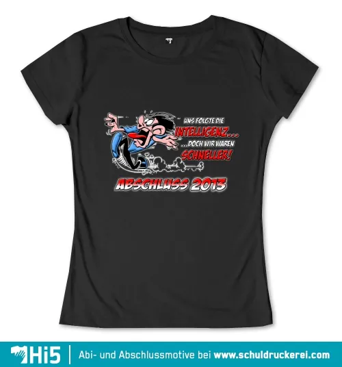 Karikatur eines Männchens, das vor dem Wort "Intelligenz" davonläuft. Text: "Abschluss 2013".