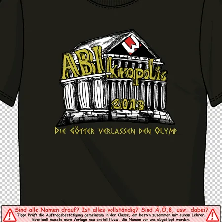 t_shirt_design_abikropolis_2013 Abikropolis - die Götter verlassen den Olymp! design