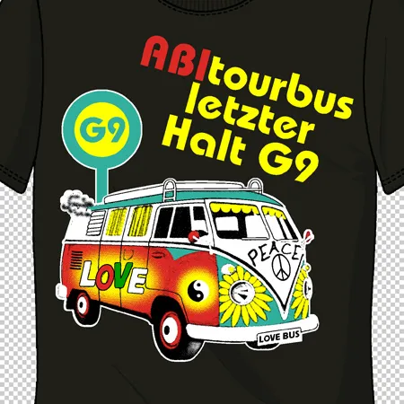 t_shirt_mit_hippie_bus Adel verlässt das Schloss design